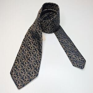 Charvet navy blue gold silk tie 3.5" NWT